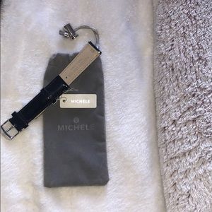 NWT Michele BLK patent leather 18 genuine leather
